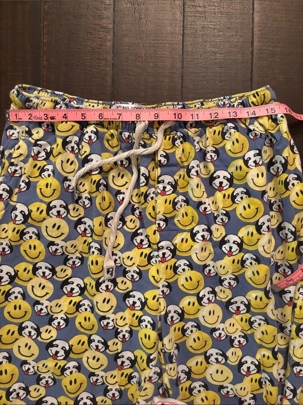 Big Dogs Yellow & Gray Smiley Face Cotton Pants